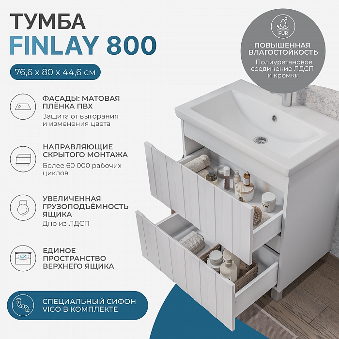 Тумба под раковину Finlay 800-0-2 (Como)