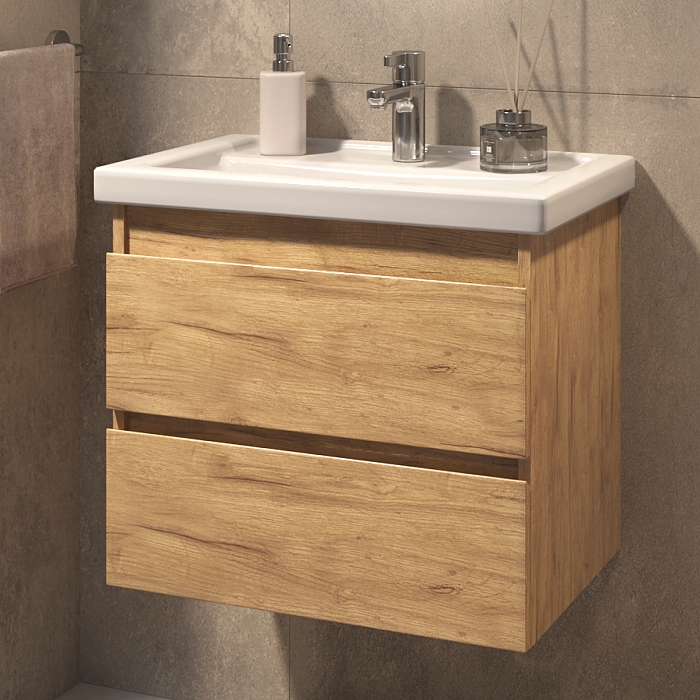 Тумба под раковину Fusta 600-0-2 (Фостер) навесная дуб золотой