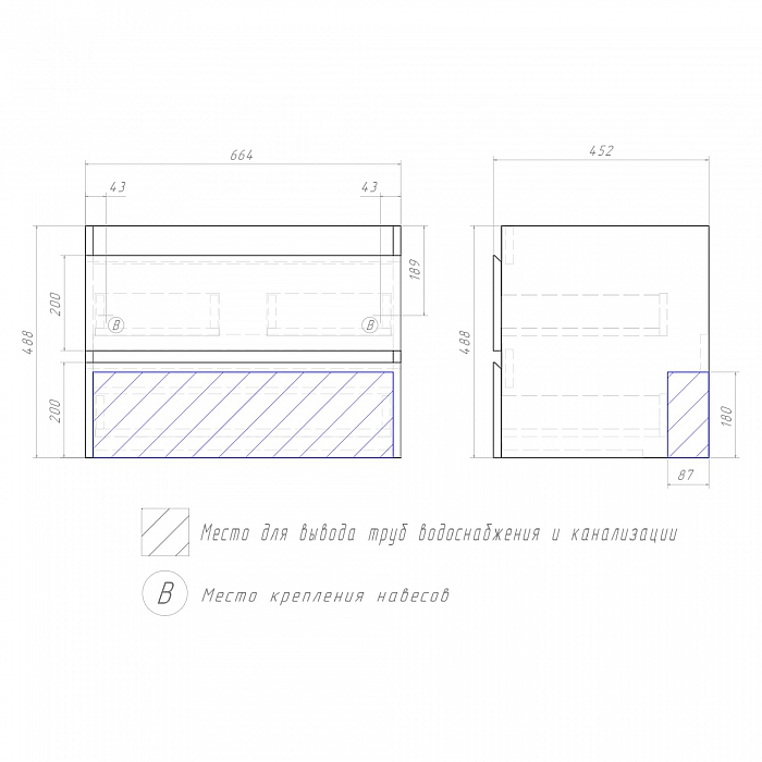 Тумба под раковину Fusta 700-0-2 (Фостер) навесная дуб золотой