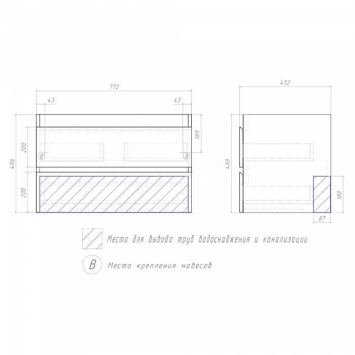 Тумба под раковину Fusta 800-0-2 (Фостер) навесная дуб золотой