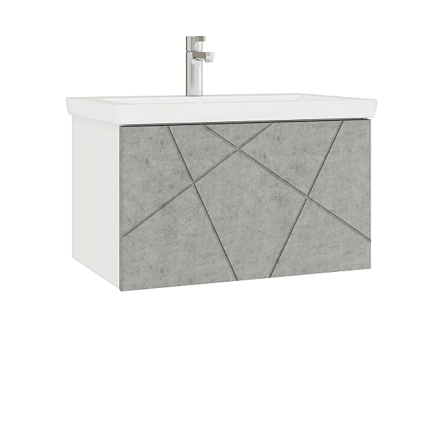 Тумба под раковину Геометрия 600-0-1 (Como) навесная бетон