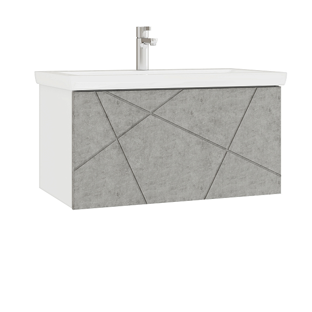 Тумба под раковину Геометрия 800-0-1 (Como) навесная бетон