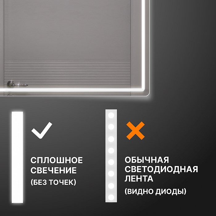 Шкаф навесной с зеркалом Geometry 600 с LED подсветкой