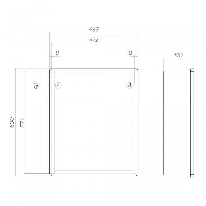 Шкаф навесной Geometry Classic 500 с зеркалом