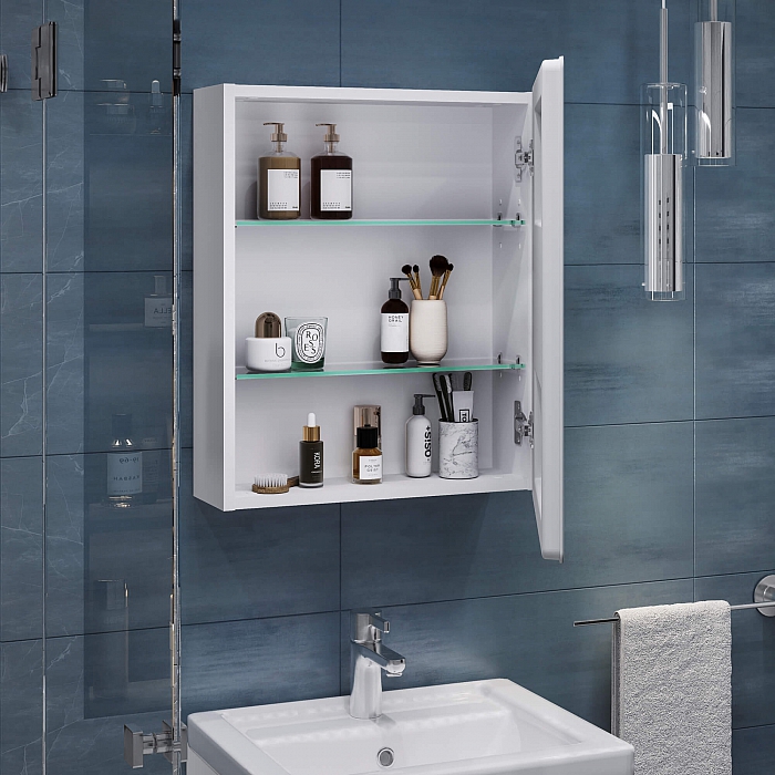 Шкаф навесной Геометрия Комфорт 500 с зеркалом