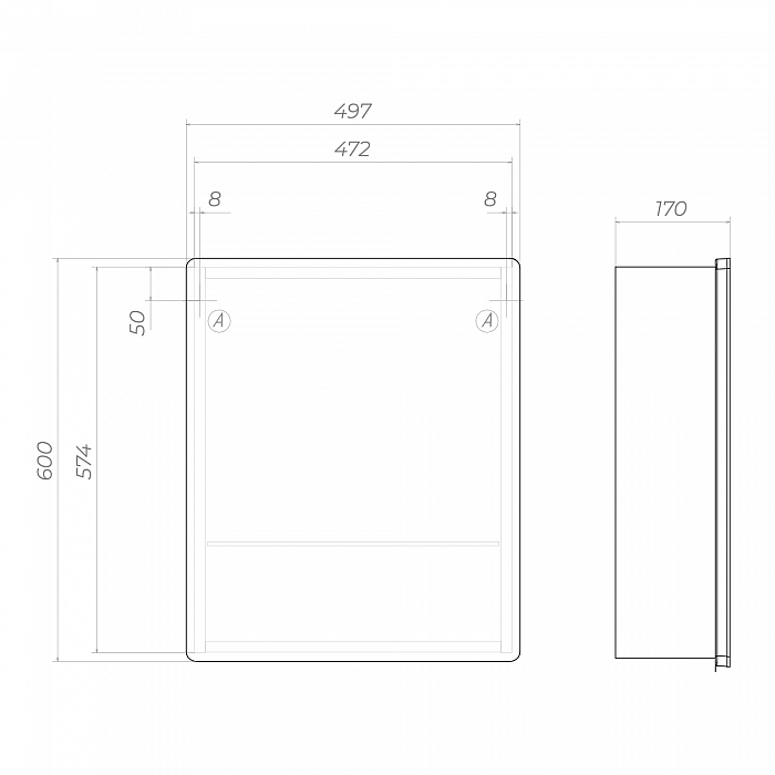 Шкаф навесной Geometry Step 500 с зеркалом