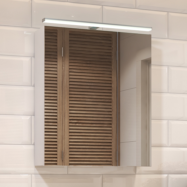 Шкаф навесной с зеркалом Plaza 600 со светильником