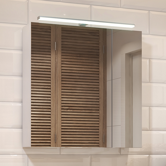 Шкаф навесной с зеркалом Plaza 700 со светильником