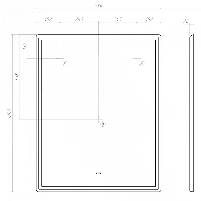 Зеркало Роберта Степ 800