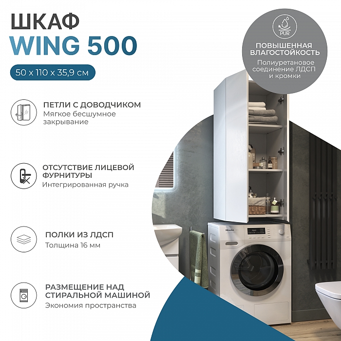 Шкаф Wing 500 белый