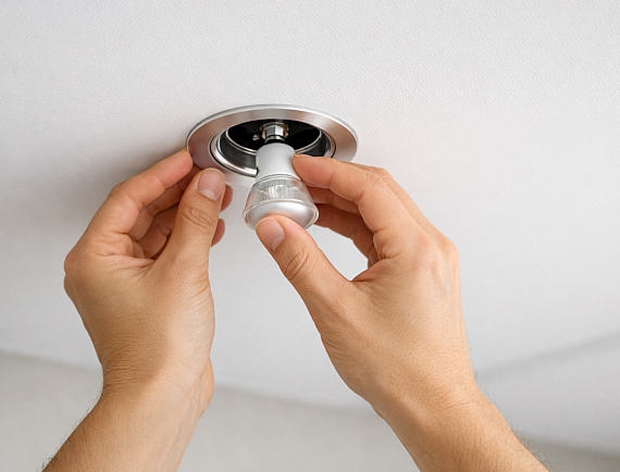 Как легко поменять лампочку в натяжном потолке: понятная инструкция